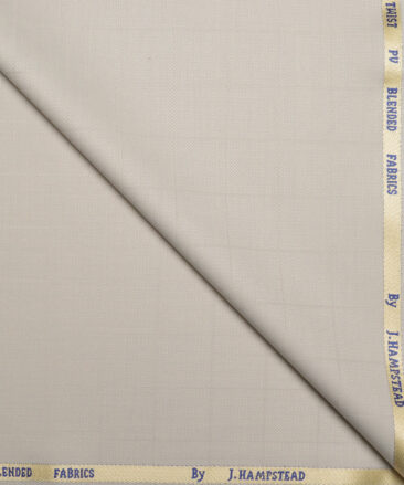 J.hampstead Men's Poly Viscose  Checks  Unstitched Suiting Fabric (Cream)