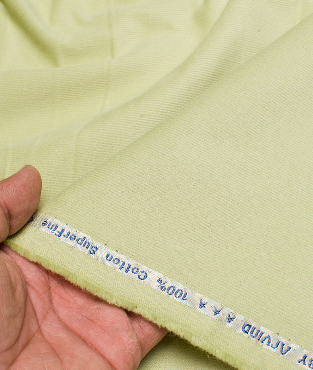 Arvind Cotton Corduroy Striped Shirting Fabric (Light Green) Arvind Cotton Corduroy Striped Shirting Fabric (Light Green)