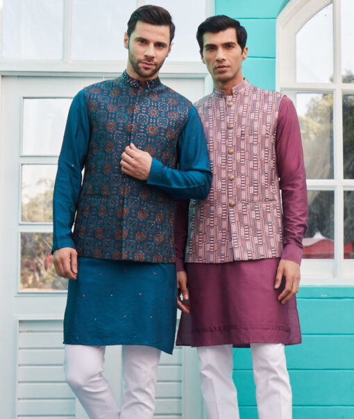 Absoluto  Faux Silk  Embroidered  Ethnic Suiting Fabric (Royal Blue)