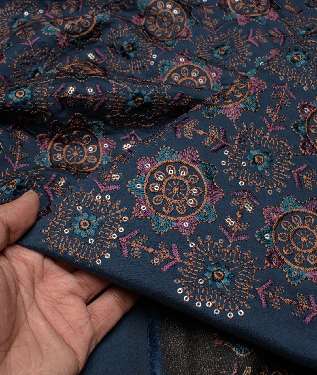 Absoluto Faux Silk Embroidered Ethnic Suiting Fabric (Royal Blue) Absoluto Faux Silk Embroidered Ethnic Suiting Fabric (Royal Blue)