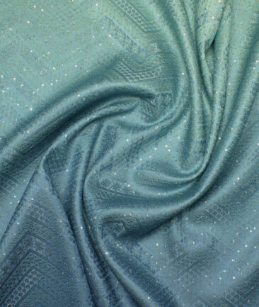 Brevity  Terry Rayon  Embroidered  Ethnic Suiting Fabric (Firozi Blue)