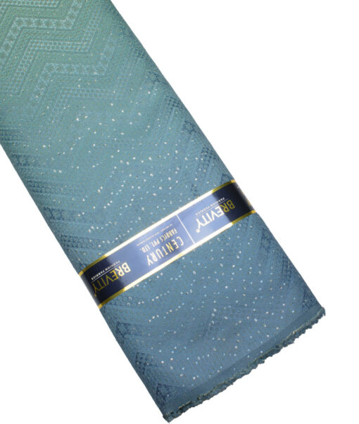 Brevity  Terry Rayon  Embroidered  Ethnic Suiting Fabric (Firozi Blue) - Image 6