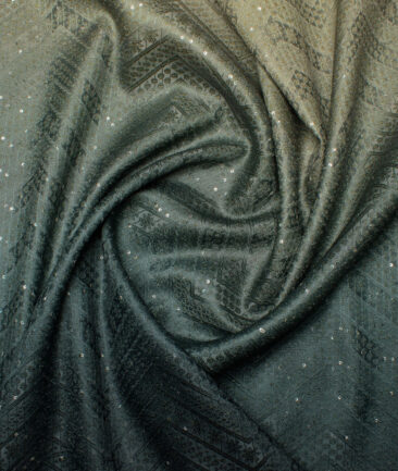 Brevity  Terry Rayon  Embroidered  Ethnic Suiting Fabric (Dark Green)