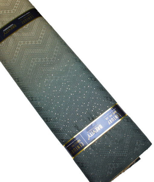 Brevity  Terry Rayon  Embroidered  Ethnic Suiting Fabric (Dark Green) - Image 6