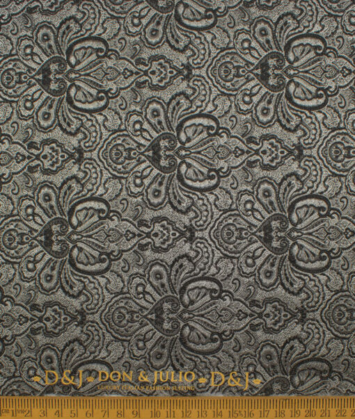 Don & Julio  Terry Rayon  Self Design  Ethnic Suiting Fabric (Black & Silver)