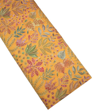 Don & Julio  Faux Silk  Embroidered  Ethnic Suiting Fabric (Yellow) - Image 5