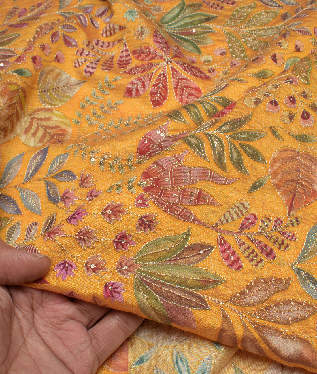 Don & Julio Faux Silk Embroidered Ethnic Suiting Fabric (Yellow) Don & Julio Faux Silk Embroidered Ethnic Suiting Fabric (Yellow)