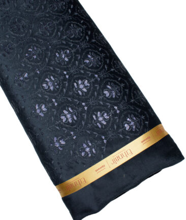 Ethnair by Siyaram's  Velvet  Embroidered  Ethnic Suiting Fabric (Dark Blueish Grey) - Image 5