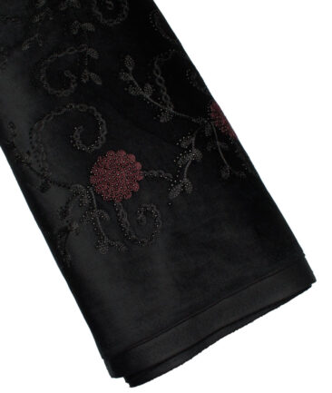 Ethnair by Siyaram's  Velvet  Embroidered  Ethnic Suiting Fabric (Black base with Black & Maroon Sequin Embroidery) - Image 5