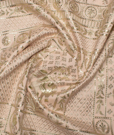 Ethnair by Siyaram's  Faux Silk  Embroidered  Ethnic Suiting Fabric (Pink)