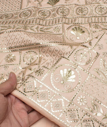 Ethnair by Siyaram's  Faux Silk  Embroidered  Ethnic Suiting Fabric (Pink)