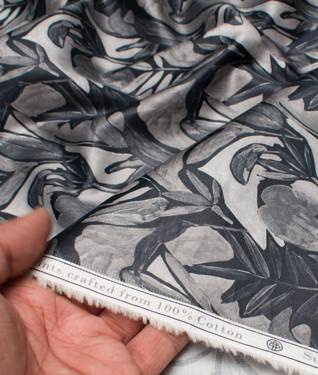 Italian Channel Cotton Printed Shirting Fabric (Black & Grey) Italian Channel Cotton Printed Shirting Fabric (Black & Grey)