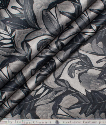 Italian Channel  Cotton Printed Shirting Fabric (Black & Grey)