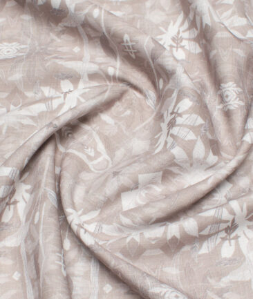 Italian Channel  Poly Cotton Printed Shirting Fabric (Light Brown)