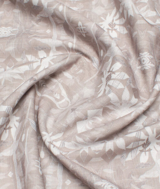 Italian Channel  Poly Cotton Printed Shirting Fabric (Light Brown)