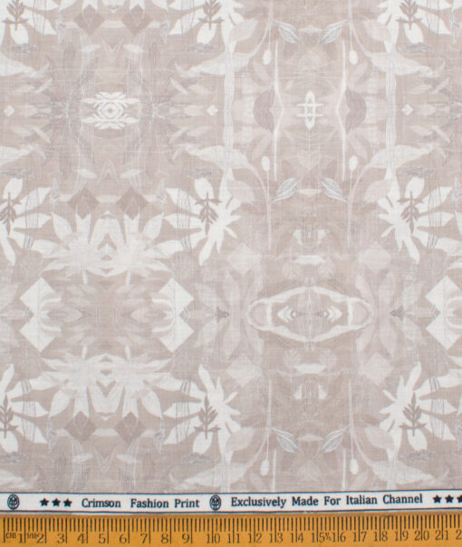 Italian Channel  Poly Cotton Printed Shirting Fabric (Light Brown)