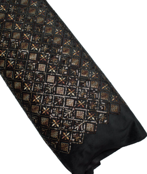 Legazia  Velvet  Embroidered  Ethnic Suiting Fabric (Black) - Image 5