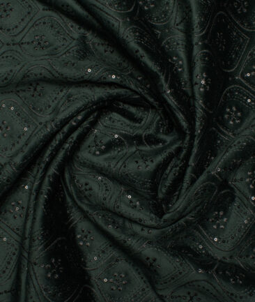 Legazia  Velvet  Embroidered  Ethnic Suiting Fabric (Dark Green)