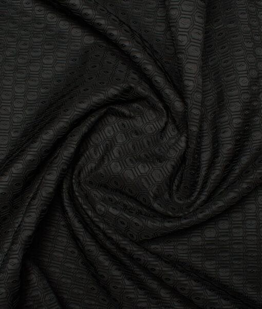 Nemesis  Terry Rayon  Self Design  Ethnic Suiting Fabric (Black)