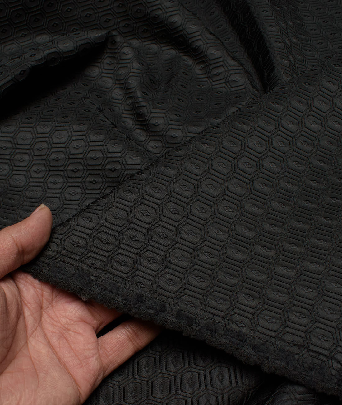 Nemesis Terry Rayon Self Design Ethnic Suiting Fabric (Black) Nemesis Terry Rayon Self Design Ethnic Suiting Fabric (Black)