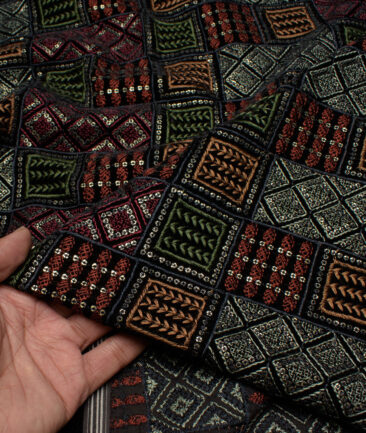Nemesis  Velvet  Embroidered  Ethnic Suiting Fabric (Black)