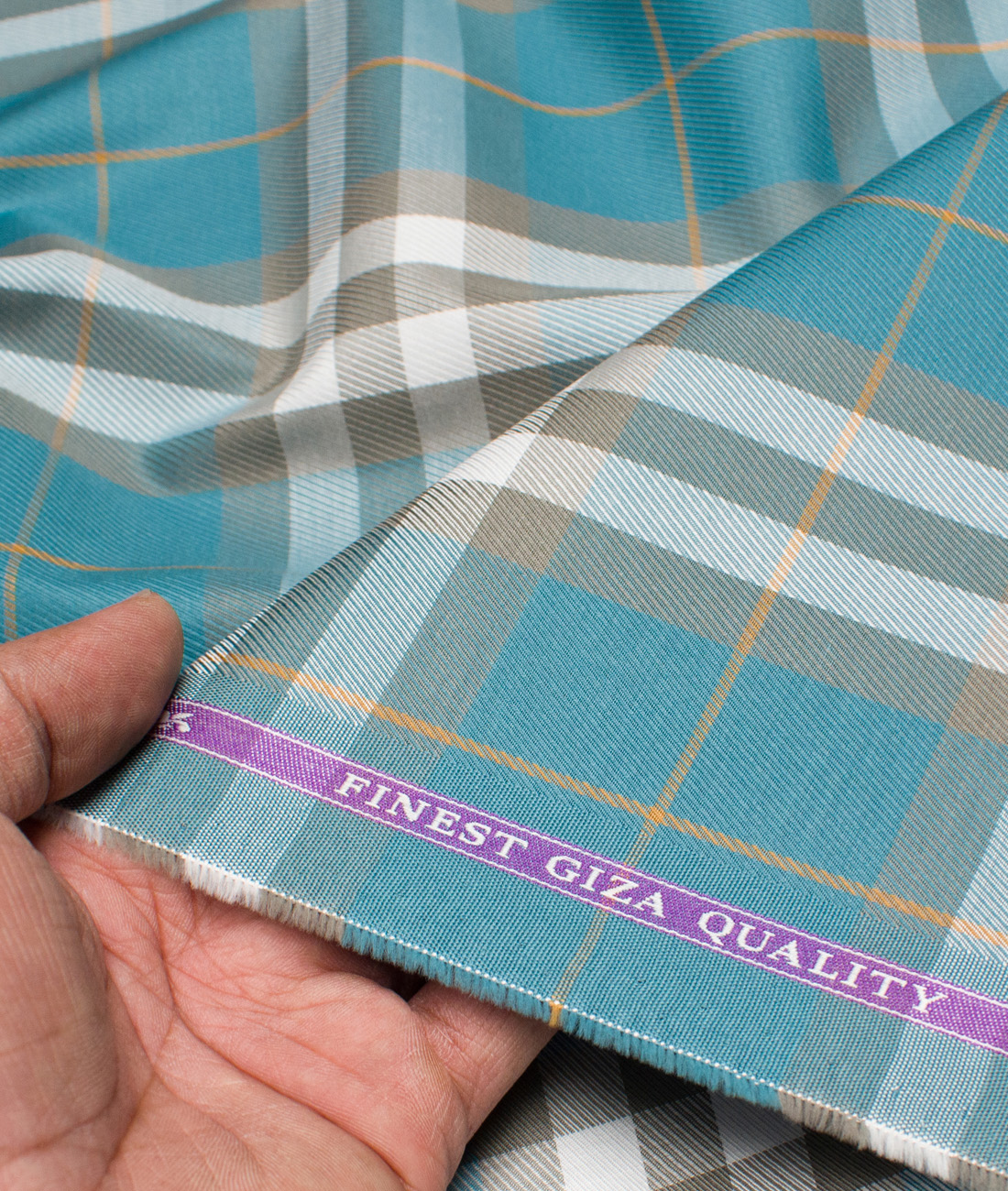Soktas Giza Cotton Checks Shirting Fabric (Deep Aqua Blue) Soktas Giza Cotton Checks Shirting Fabric (Deep Aqua Blue)