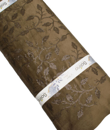 Solino  Suede  Embroidered  Ethnic Suiting Fabric (Brown) - Image 5