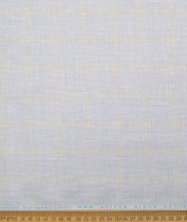 Linen Club 40 LEA Checks European Linen Suiting Fabric (Light Grey)