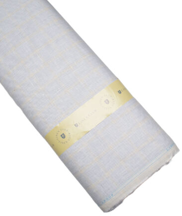 Linen Club 40 LEA Checks European Linen Suiting Fabric (Light Grey)