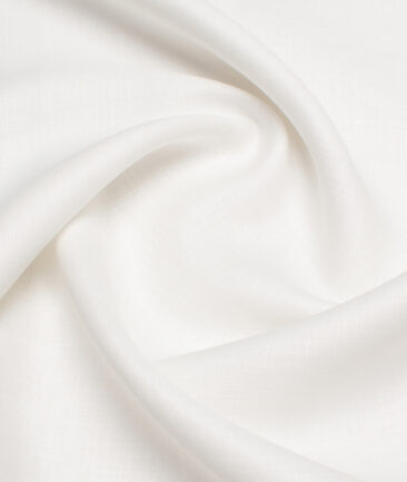Linen Club Men's Linen 50 LEA Solid Unstitched Shirting Fabric (White) - Image 3