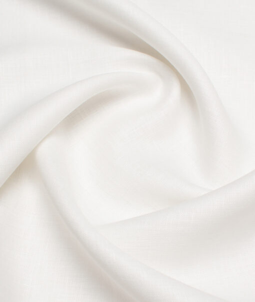 Linen Club Men's Linen 50 LEA Solid Unstitched Shirting Fabric (White) - Image 3
