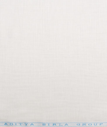 Linen Club Men's Linen 50 LEA Solid Unstitched Shirting Fabric (White) - Image 4