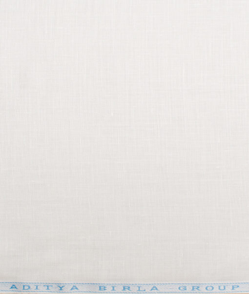 Linen Club Men's Linen 50 LEA Solid Unstitched Shirting Fabric (White) - Image 4