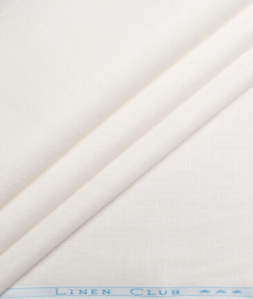 Linen Club Men's Linen 50 LEA Solid Unstitched Shirting Fabric (White)