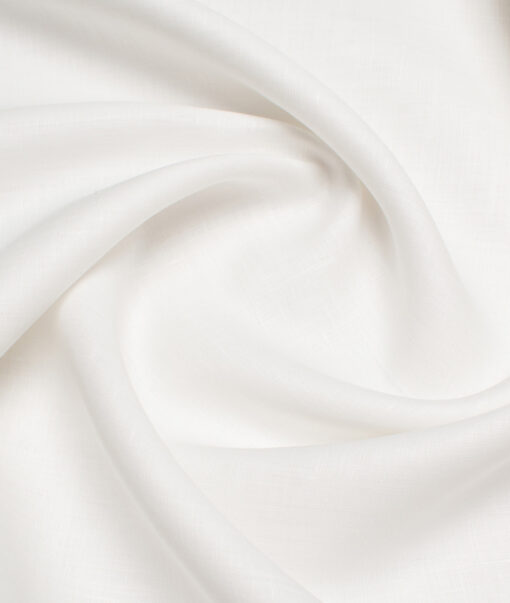 Linen Club Men’s Linen 60 LEA Solids Unstitched Shirting Fabric (White) - Image 2