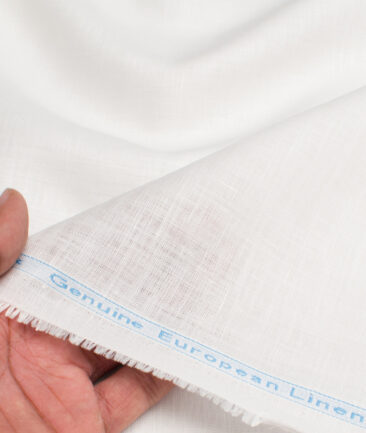 Linen Club Men’s Linen 60 LEA Solids Unstitched Shirting Fabric (White) - Image 3