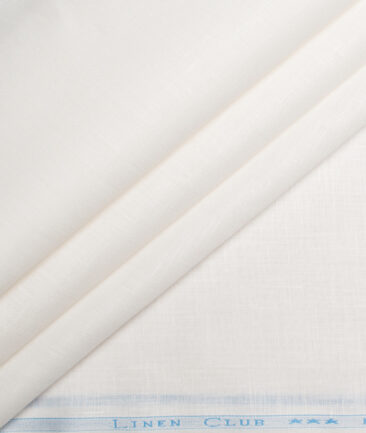 Linen Club Men’s Linen 60 LEA Solids Unstitched Shirting Fabric (White)