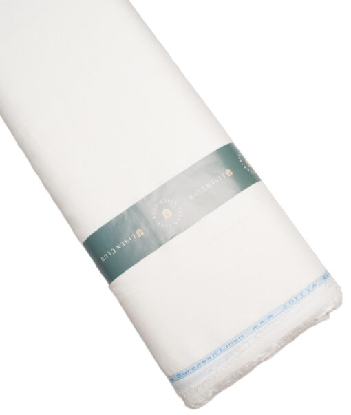 Linen Club Men’s Linen 60 LEA Solids Unstitched Shirting Fabric (White) - Image 5