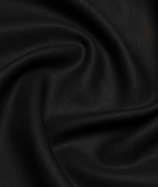 Linen Club Men’s Linen 60 LEA Solids Unstitched Shirting Fabric (Black) - Image 3