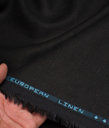 Linen Club Men’s Linen 60 LEA Solids Unstitched Shirting Fabric (Black) - Image 2