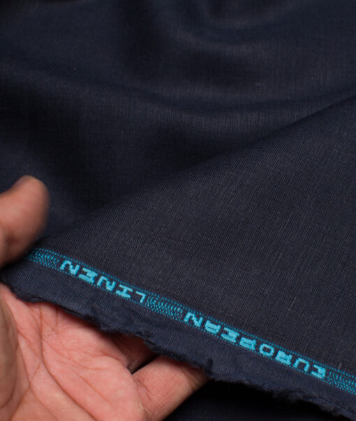 Linen Club Linen 60 LEA Solids Unstitched Shirting Fabric (Dark Blue) - Image 2