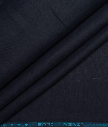 Linen Club Linen 60 LEA Solids Unstitched Shirting Fabric (Dark Blue)