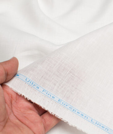 Linen Club Linen 100 LEA Solids Unstitched Shirting Fabric (White) - Image 2
