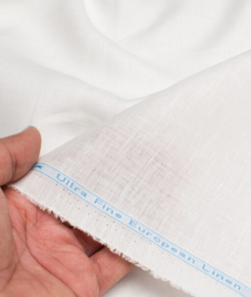 Linen Club Linen 100 LEA Solids Unstitched Shirting Fabric (White) - Image 2
