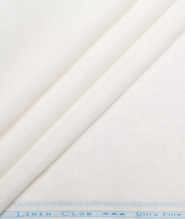 Linen Club Linen 100 LEA Solids Unstitched Shirting Fabric (White)