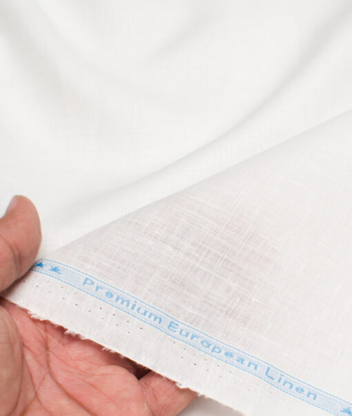Linen Club European Linen 120 LEA Solids Unstitched Shirting Fabric (White) - Image 2