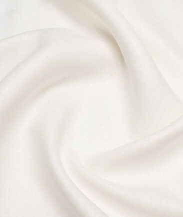 Arvind Men's Irish Linen 60 LEA Dobby  Unstitched Shirting Fabric (Milky White) - Image 3