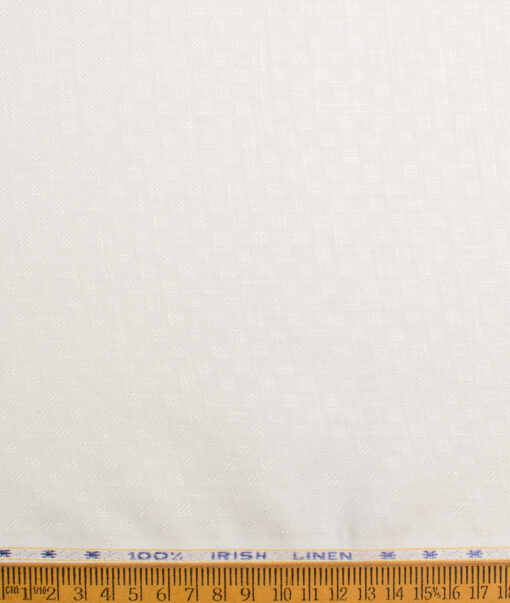 Arvind Men's Irish Linen 60 LEA Dobby  Unstitched Shirting Fabric (Milky White) - Image 4