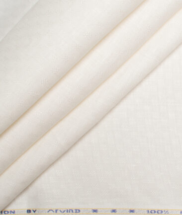 Arvind Men's Irish Linen 60 LEA Dobby  Unstitched Shirting Fabric (Milky White)