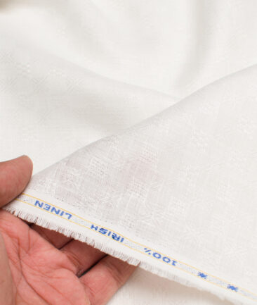Arvind Men's Irish Linen 60 LEA Dobby  Unstitched Shirting Fabric (Milky White) - Image 2